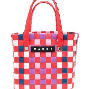 Marni Red and Pink Checkered Mini Tote Bag NWT